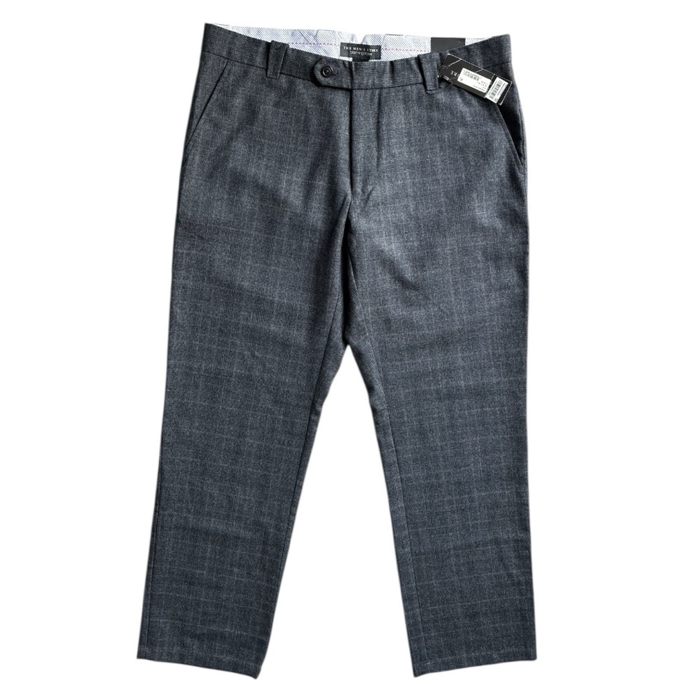 The Men’s Club Bloomingdale’s gray wool subtle plaid dress pants | 36” W X 30” L